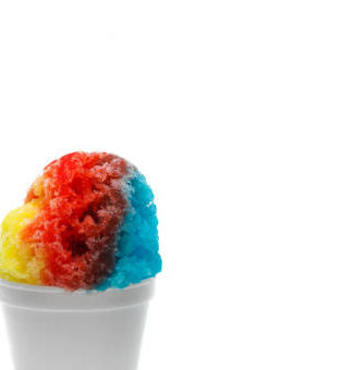 Colorful shaved ice in a white cup
